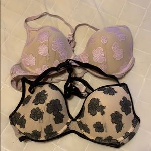 2 Used Pink bra 36C